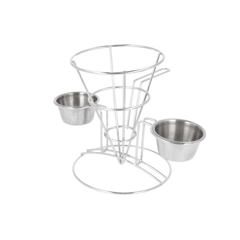BASKET CON 2 TARRINAS 'ARTINOX' 10,8x15,24 CM PLATEADO INOX (12 UNID.)