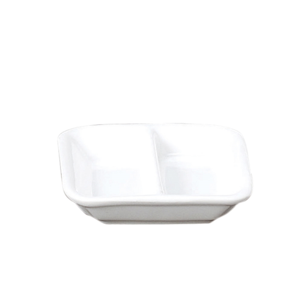 RECIPIENTES RECTANGULARES 2 COMP. 'AKALA' 7,8x7,8x2 CM BLANCO PORCELANA (12 UNID.)