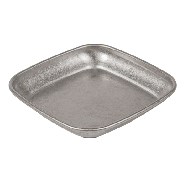 PLATOS CUADRADOS 'ARTINOX' 65 ML 9x9x1,4 CM PLATEADO INOX (20 UNID.)