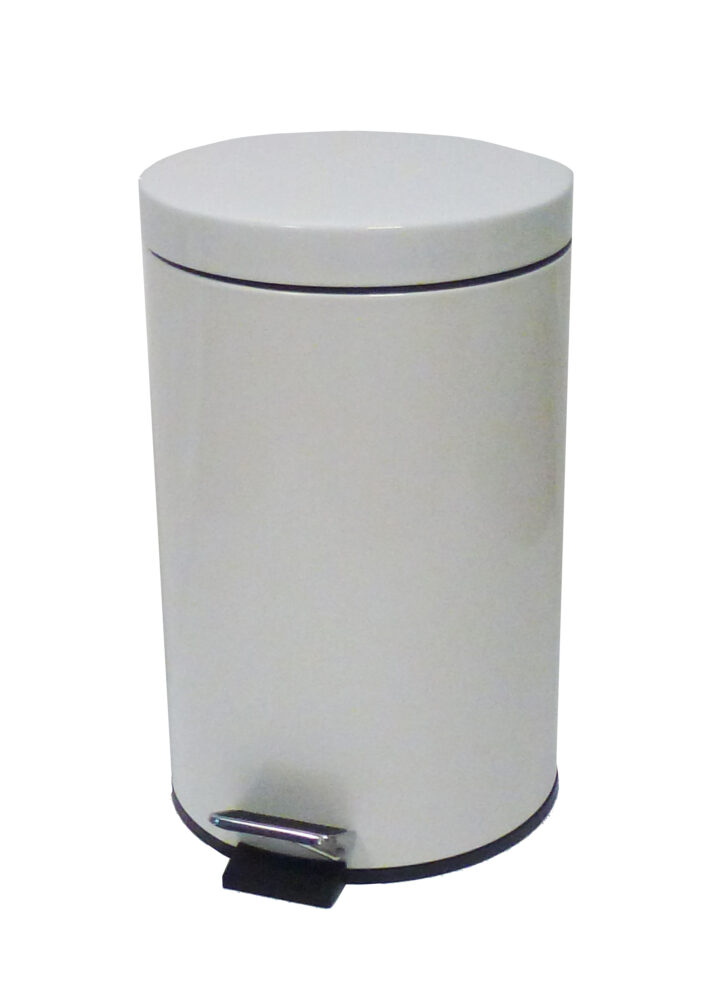 Papelera Pedal 12l Metal Blanco Sanitarias