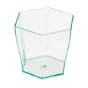 MINI RECIPIENTES REUTILIZABLES HEXAGONALES 60 ML 4,7x4,6 CM VERDE AGUA PS (864 UNID.)