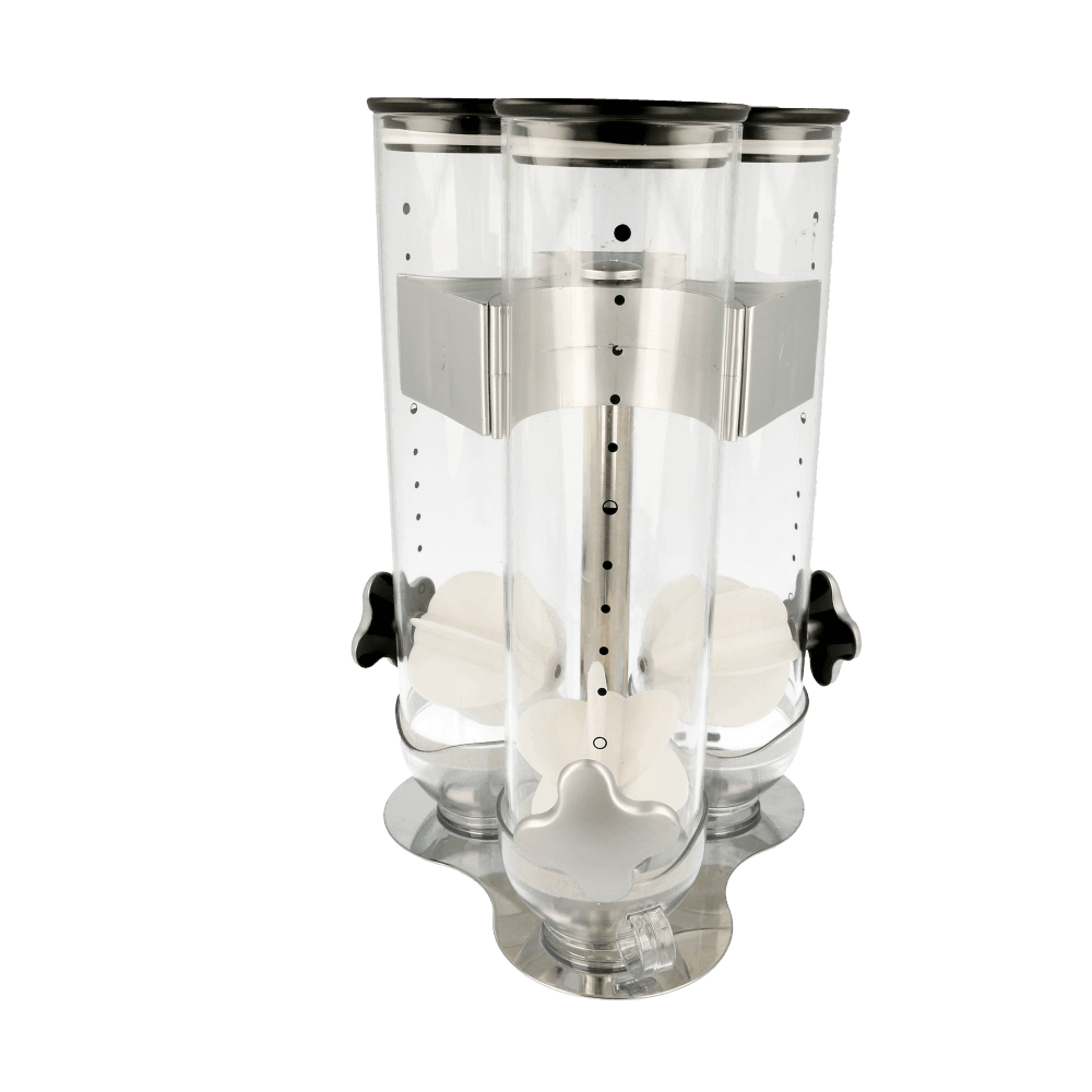 DISPENSADOR DE CEREALES TRIPLE 20x20x45 CM TRANSPARENTE ACRÍLICO (1 UNID.)