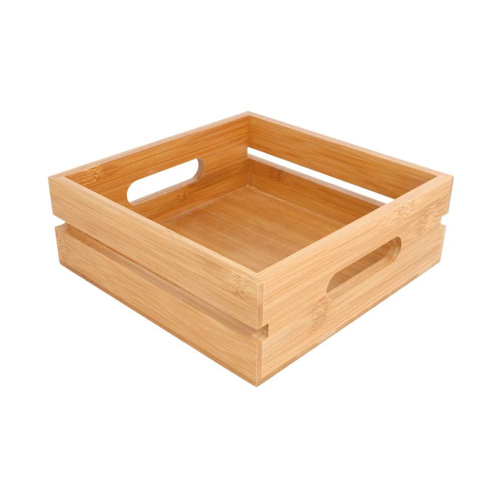 Caja Portable 20X20X7 Cm Natural Bambú (1 Unid.)