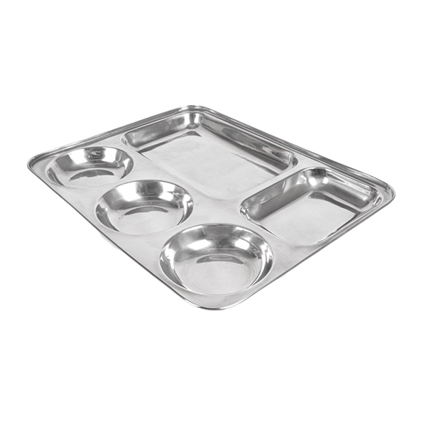 BANDEJA CON 5 COMPARTIMENTOS 'ARTINOX' 33,5x26,5x3 CM PLATEADO INOX (24 UNID.)