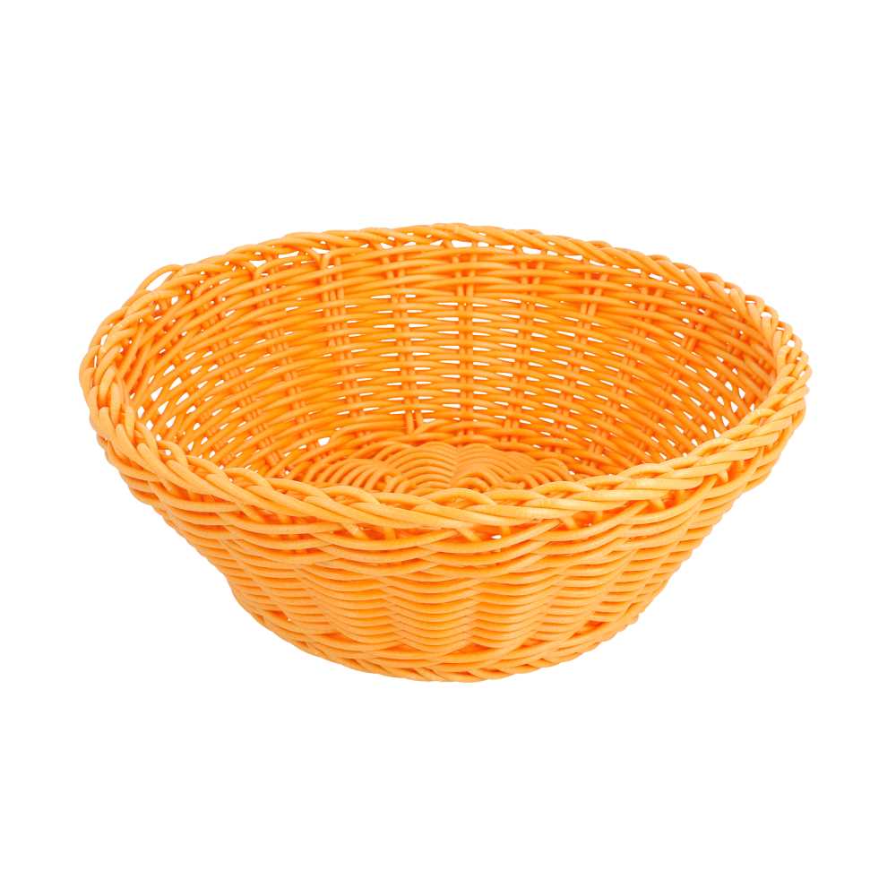 Cestas Símil Mimbre Redondas Ø 20X8 Cm Naranja Pp (12 Unid.)