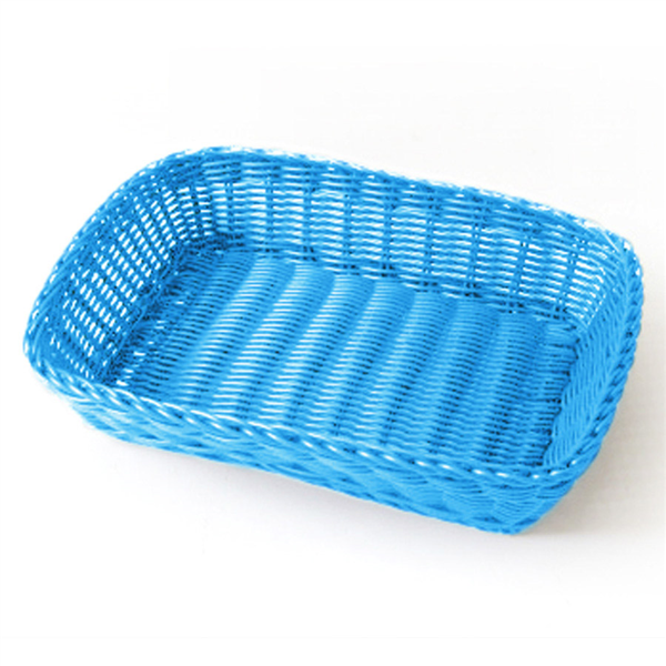 CESTAS SÍMIL MIMBRE RECTANGULARES 30x22x7 CM AZUL TURQUESA PP (12 UNID.)