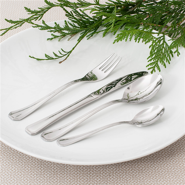 TENEDORES DE POSTRE 'CORAL' 15 CM PLATEADO ACERO (12 UNID.)