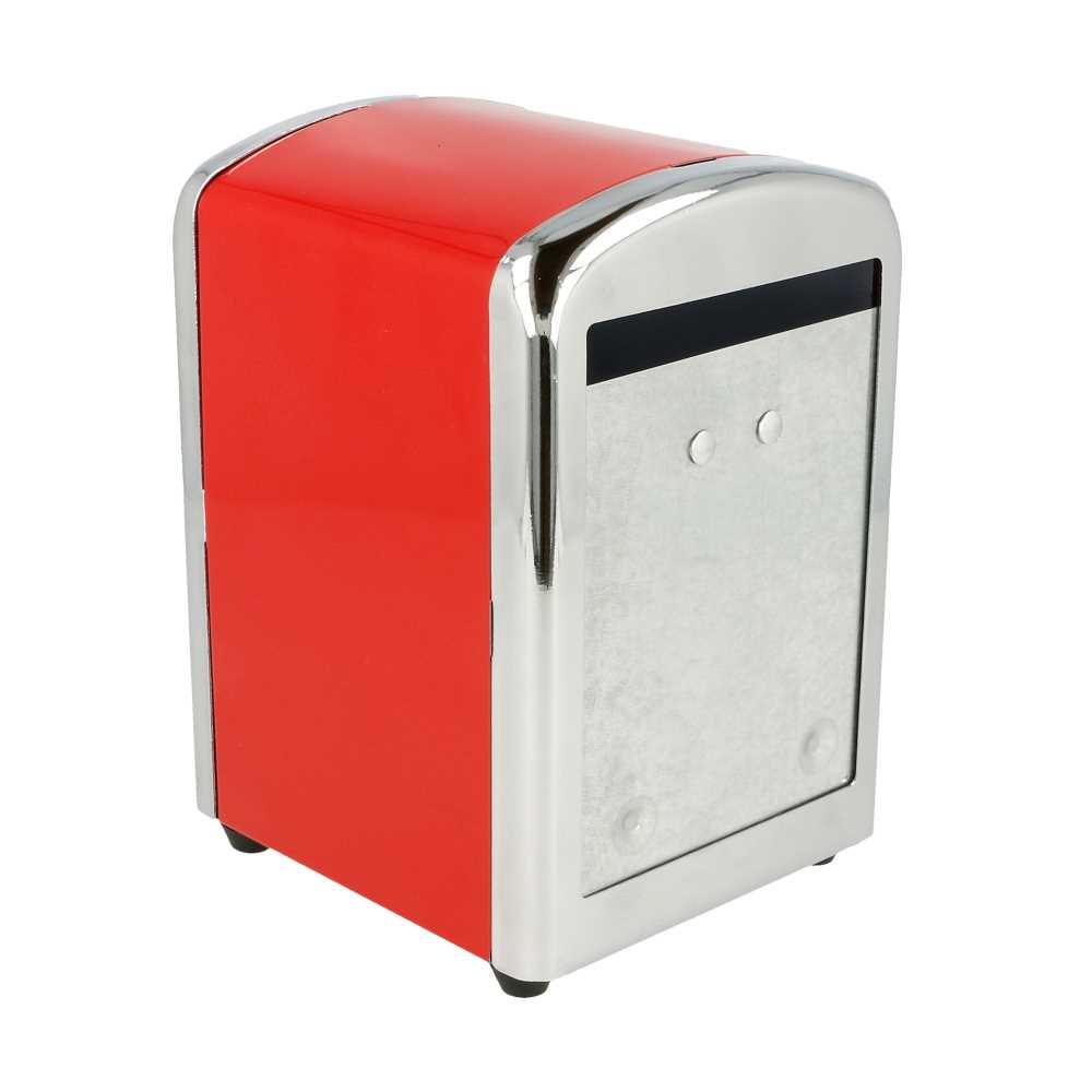 DISPENSADOR SERVILLETAS MINI SERVIS 10,5x9,7x14 CM ROJO INOX (12 UNID.)