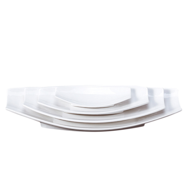 PLATOS BARQUILLA 33,5x16,8x4,7 CM BLANCO PORCELANA (6 UNID.)