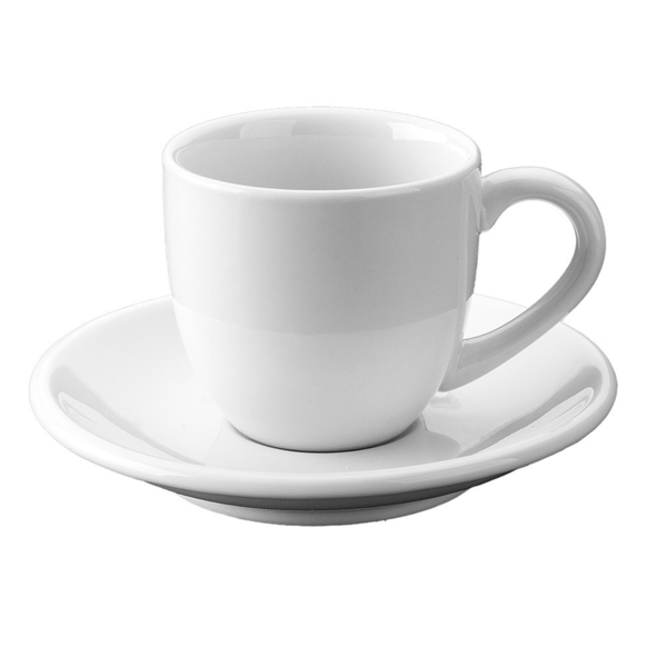 TAZAS CAFÉ + PLATILLOS 90 ML Ø5,5x4,5 CM BLANCO PORCELANA (36 UNID.)