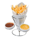 STANDS INOX+1 CONO+2 RAMEQUINES Ø 12x22,5 CM BLANCO PORCELANA (12 UNID.)