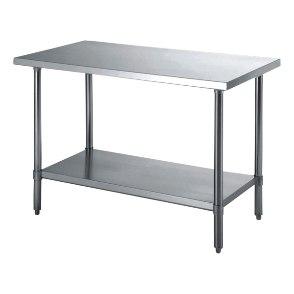Mesa Trabajo 2 Niveles 90X60X96 Cm Plateado Inox (1 Unid.)