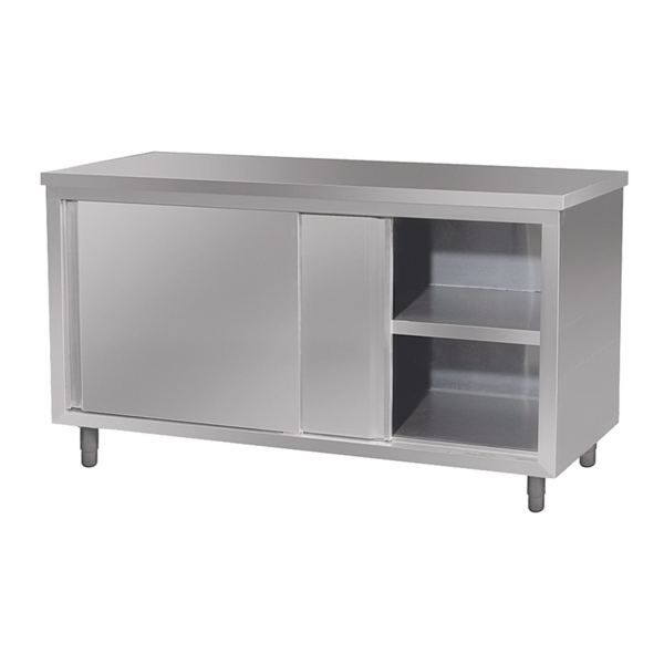 MESA CON PUERTAS 120x60x85 CM PLATEADO INOX (1 UNID.)