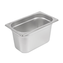 CUBETA GASTRONORM 1/4 3,8 L 26,5x16x15 CM PLATEADO INOX (1 UNID.)