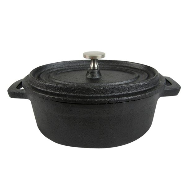 Cocotte Oval Con Tapa 450 Ml 15,3(19)X10X6,3 Cm Negro Hierro (6 Unid.)