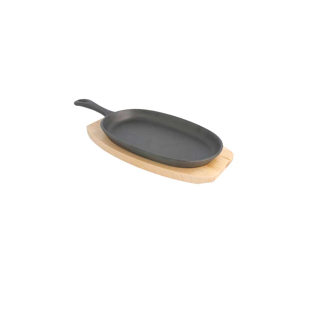 Plato Campestre + Base De Madera 23,5X13,5 Cm Negro Hierro (8 Unid.)