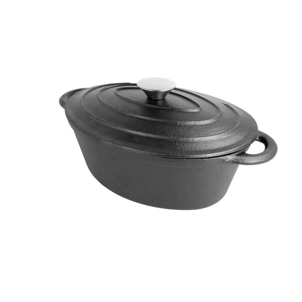 Cocotte Oval Con Tapa 3500 Ml 29(36)X21X10,9 Cm Negro Hierro (3 Unid.)