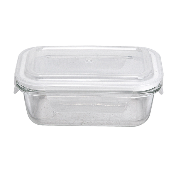 RECIPIENTES RECTANGULARES CON TAPA 370 ML 15,4x11,2x6 CM TRANSPARENTE CRISTAL (6 UNID.)