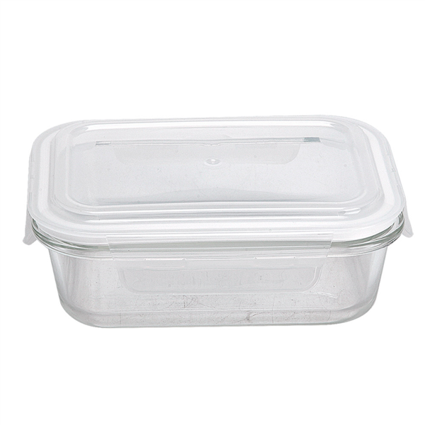 RECIPIENTES RECTANGULARES CON TAPA 640 ML 18x13,2x6,5 CM TRANSPARENTE CRISTAL (6 UNID.)