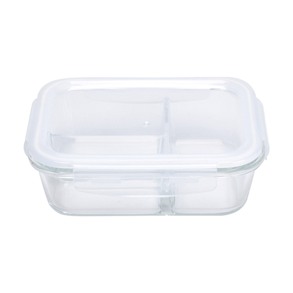 RECIPIENTES CON TAPA 2 COMPARTIMENTOS 1500 ML 23,2x17,5x8 CM TRANSPARENTE CRISTAL (6 UNID.)