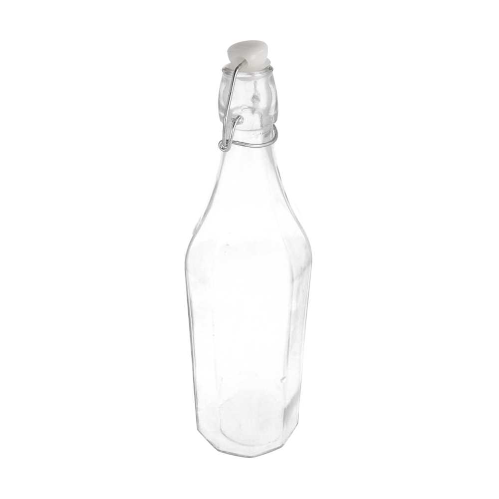 BOTELLA + CIERRE CLIP 1 L Ø 8,5x32,5 CM TRANSPARENTE CRISTAL (12 UNID.)