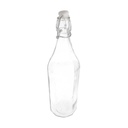 BOTELLA + CIERRE CLIP 1 L Ø 8,5x32,5 CM TRANSPARENTE CRISTAL (12 UNID.)