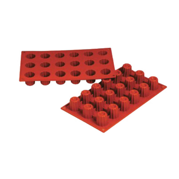 MOLDE CANNELÉ Ø 3,5x3,5 CM 17,5x30 CM ROJO SILICONA (1 UNID.)