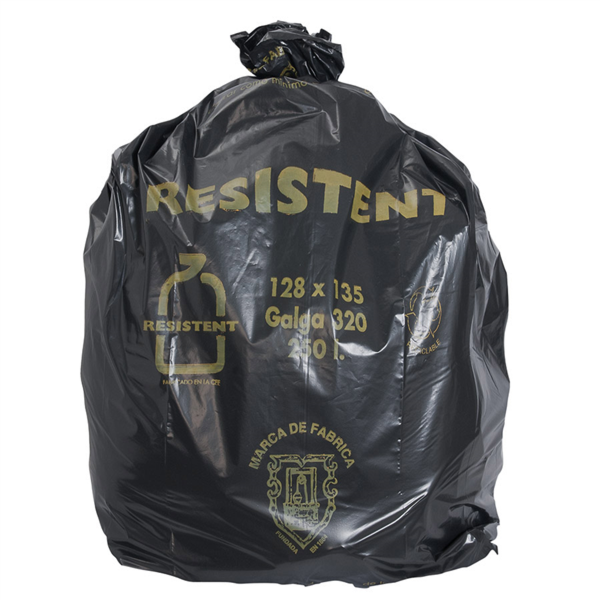 10 U. BOLSAS BASURA 250 L 80µ 128x135 CM NEGRO LDPE (5 UNID.)