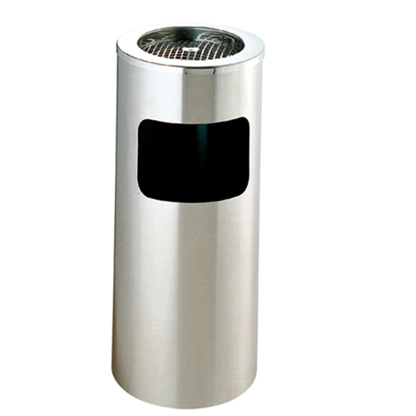 PAPELERA/CENICERO, CILÍNDRICA Ø 25x60,5 CM PLATEADO INOX (1 UNID.)