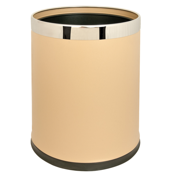 Papelera Habitaciones Redonda 'Deluxe' 9 L Ø 22,5X27 Cm Almendra Acero (1 Unid.)
