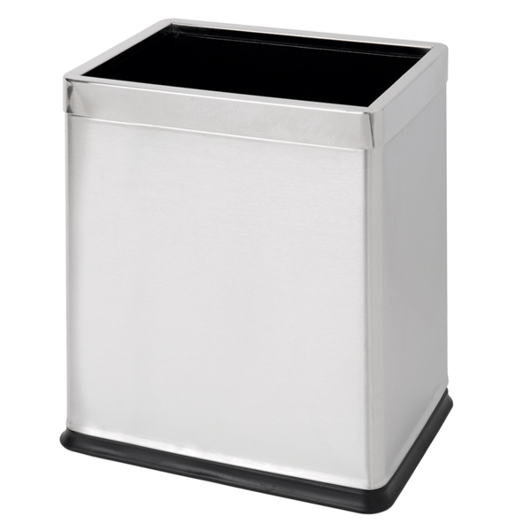 Papelera Habitaciones, Rectangular 'Deluxe' 9 L 22,5X16,5X27 Cm Plateado Inox (1 Unid.)