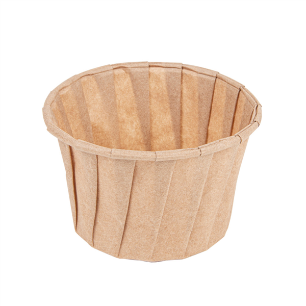 TARRINAS PAPEL PLISADO 100 ML (3,2 oz) 80 G/M2 Ø6,6/5x4,2 CM NATURAL PERG. ANTIGRASAS (250 UNID.)
