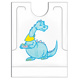 Baberos "dino" con bolsillo 27x34+5 cm blanco cpe (500 unid.)