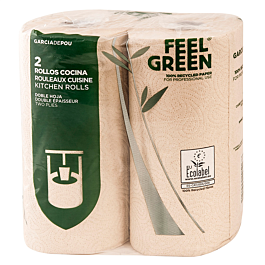 Rollos "cocina" ecolabel 2 capas feel green 23 g / m2 24,5 cm x 30 m natural papel reciclado (1 unid.)