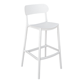Taburete alto con respaldo 'supra-tek' 52x46x102 cm blanco pp (4 unid.)