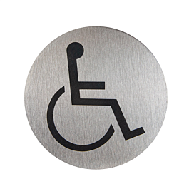Placa autoadhesiva "accesible" ø 7,5 cm plateado inox (1 unid.)