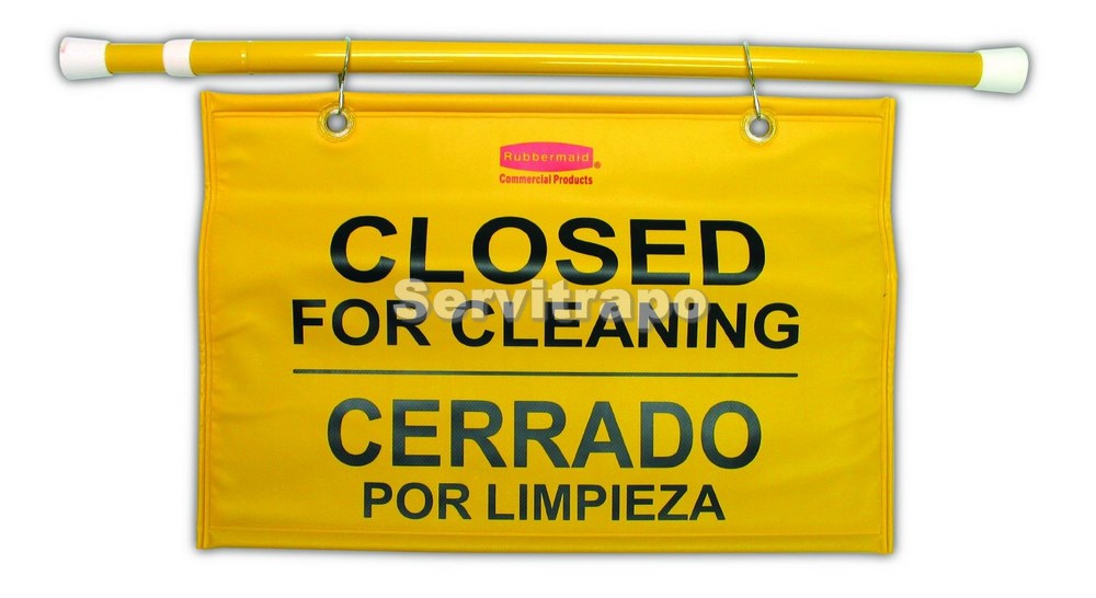 Cartel de Seguridad Colgante Multilingüe con Símbolo de “cerrado por Limpieza”