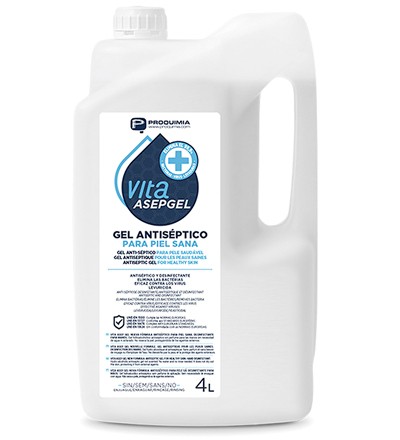 Gel alcohólico sin perfume antiséptica Vita Asepgel 4 Litros