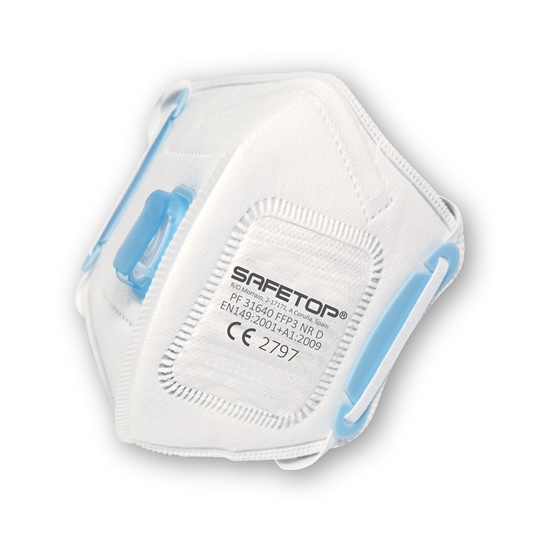 Mascarilla Ffp3 Válvula+membrana Nr D Plegable Vertical, Tiras Correderas