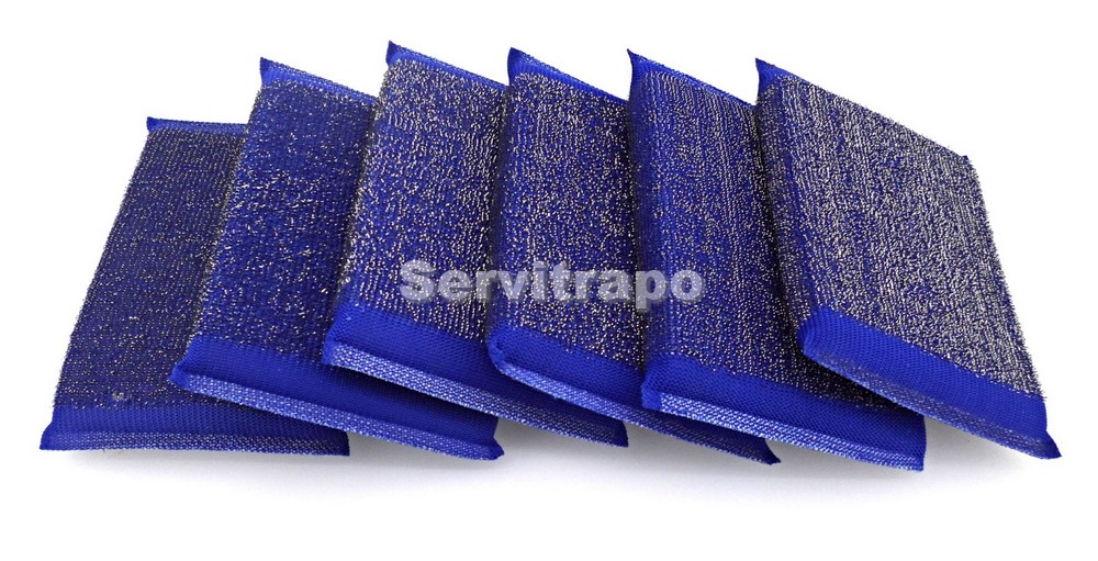 Estropajo de Esponja y Acero Inox Azul Cajas 12 Packs - Pack 6 Uds