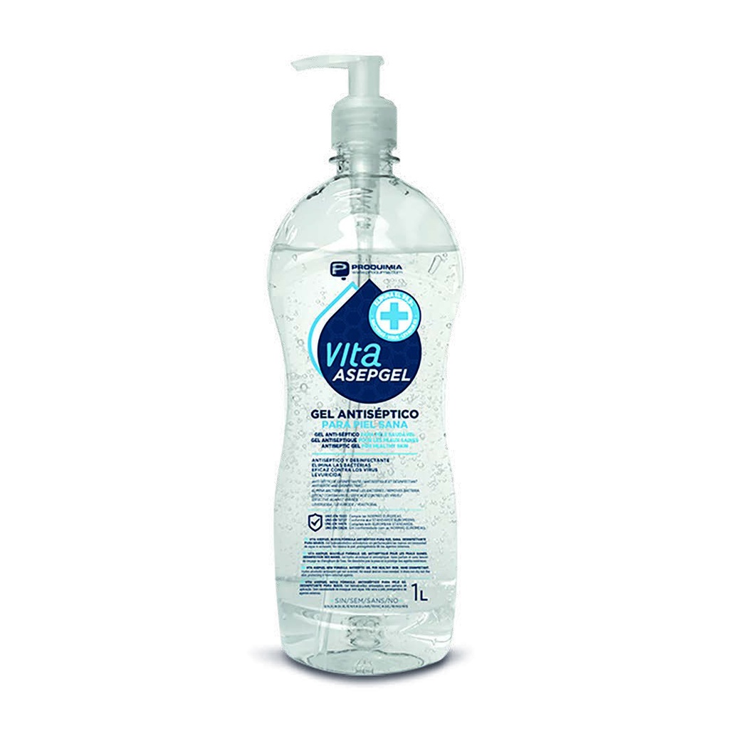 Gel alcohólico sin perfume antiséptica Vita Asepgel 1 Litro