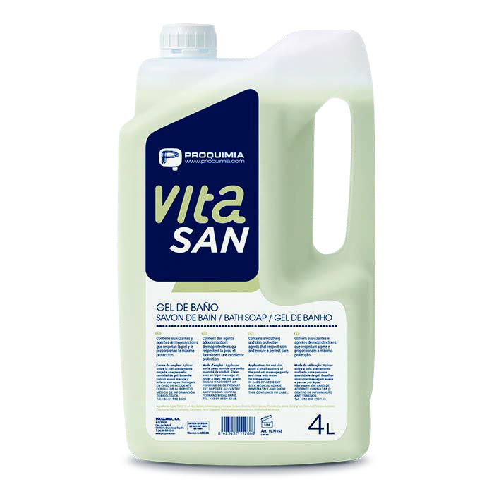 Gel con fragancia floral para la higiene personal diaria de manos y cuerpo – Garrafa 4L (VITASAN)
