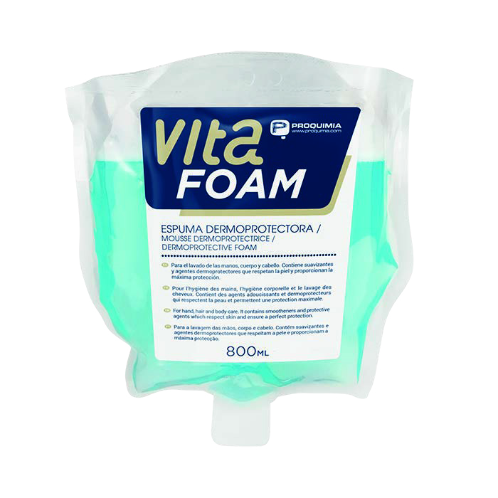Espuma con fragancia cítrica para el lavado de manos y cuerpo. "VITA FOAM" bolsa 800ml
