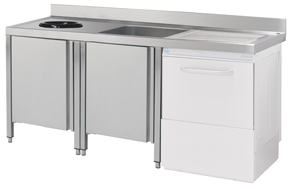 Mesa mural con puerta y orificio gama 600 mm medidas 600x600x850