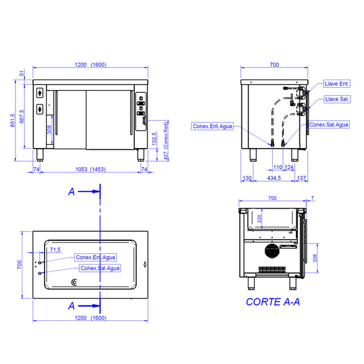 Mueble baño maría con reserva