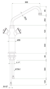 Grifo industrial GB-CL-30 E Grifo monobloc columna 2 aguas mm