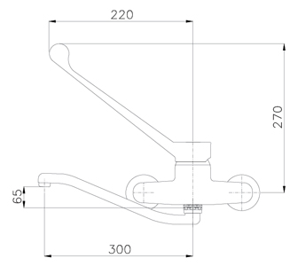 Grifo industrial GMP-30 E Grifo monomando 2 aguas pared palanca larga mm