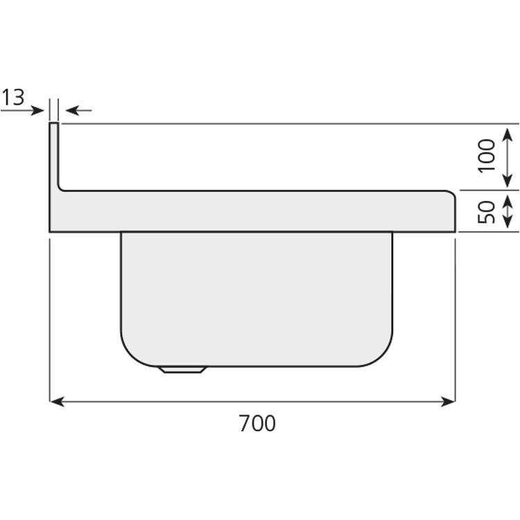 Fregadero soldada inox FI-187/30 (mm) 1800 x 700
