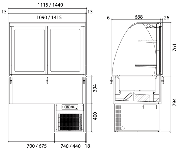 Vitrina refrigerada VRM-CV-CT-411 1440 mm