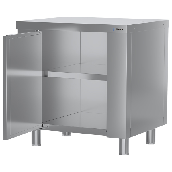 Mesa neutra con puertas para self-service en acero inoxidable